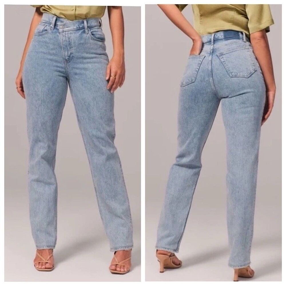 Abercrombie & Fitch The 90s Straight Ultra High Rise Jeans  Sz 32/14 Crossover